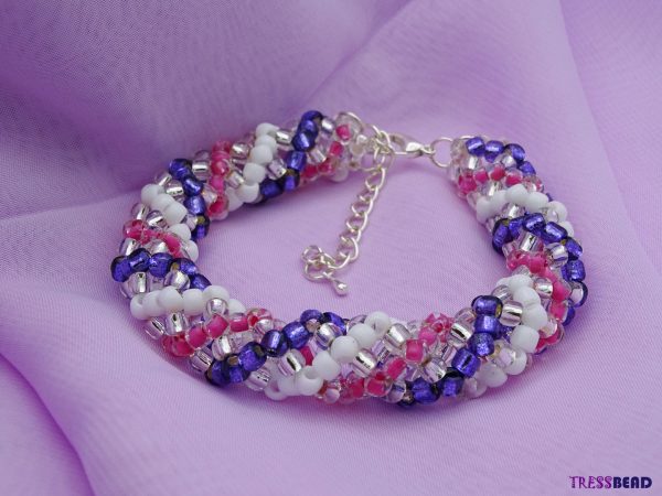 Pink Purple Beaded Bracelet - Image 2