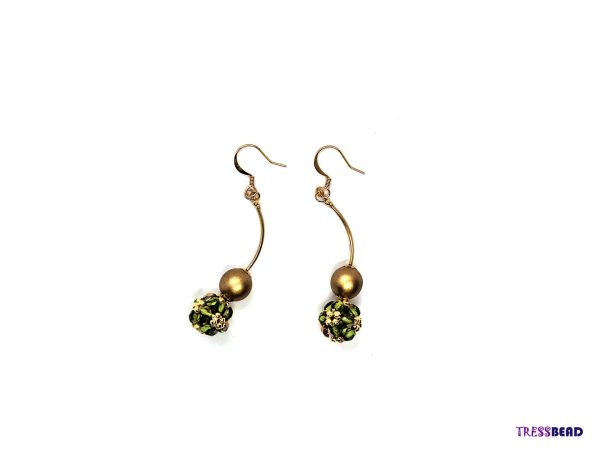 Green Beaded Bead Dangle Earrings - Image 5