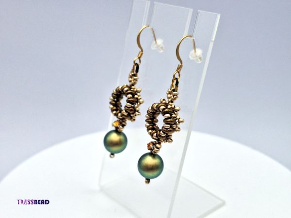 Green Dangle Beaded Earrings - Image 4