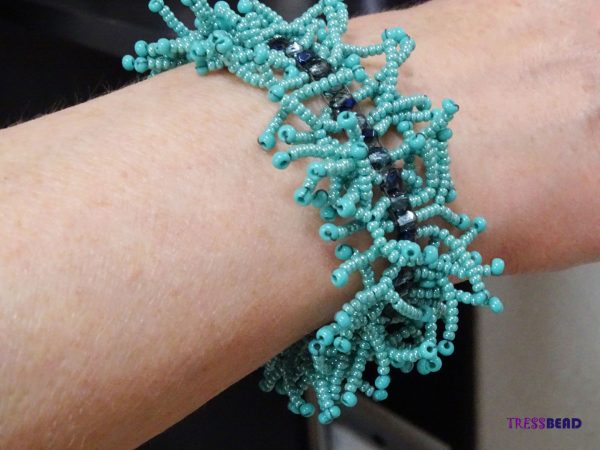 coraling beadwork bracelet