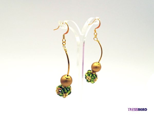 Green Beaded Bead Dangle Earrings - Image 6