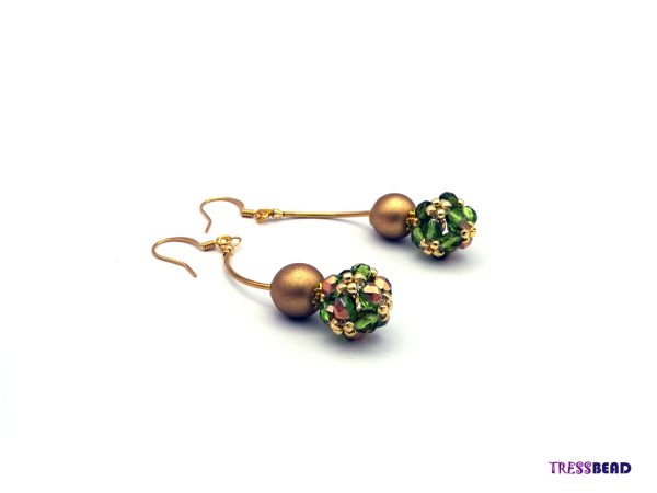 Green Beaded Bead Dangle Earrings - Image 7