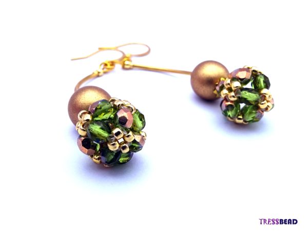 Green Beaded Bead Dangle Earrings - Image 8