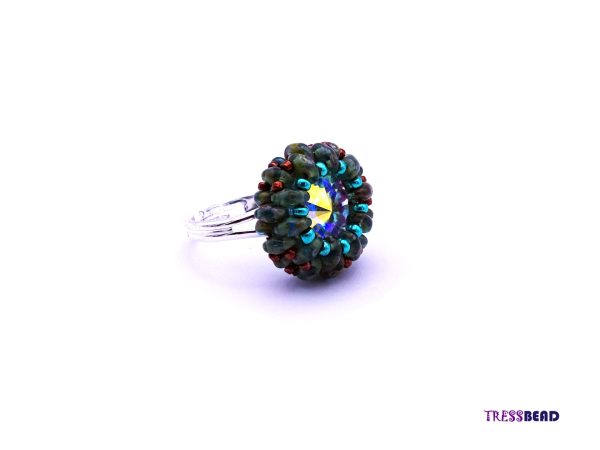 green Swarovski beaded ring