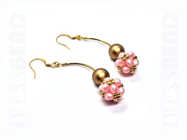 Rose Beaded Bead Curved Dangle Earrings - Image 4