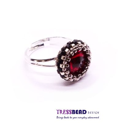 Exquisite Red Beaded Ring