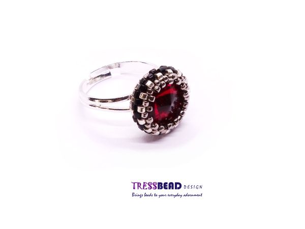 Exquisite Red Beaded Ring