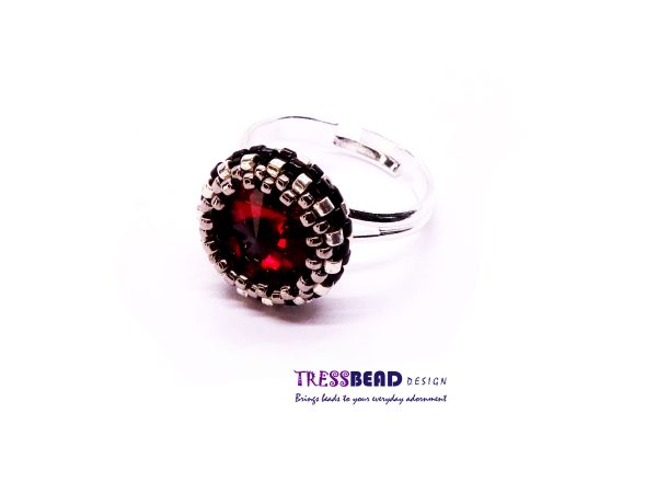 Exquisite Red Beaded Ring - Image 3