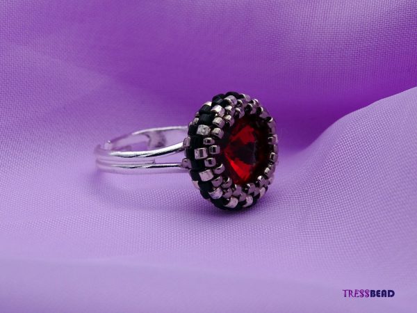 Exquisite Red Beaded Ring - Image 5