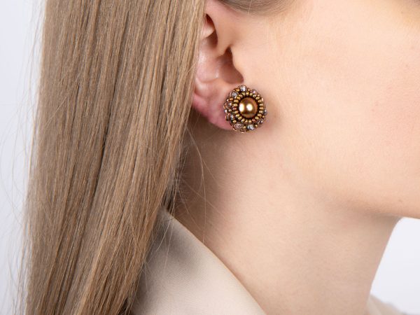 Bronze Color Clip-on Beaded Earrings - Image 4