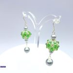 Green Beaded Ball Earrings