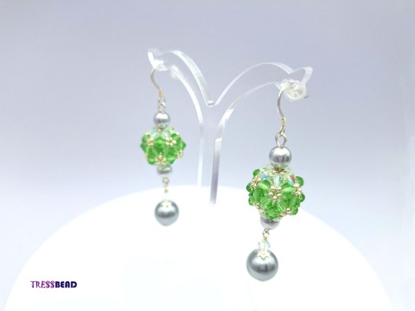 Green Beaded Ball Earrings