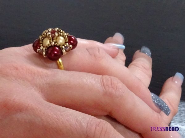 red royal style beaded ring