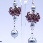 Purple Beaded Ball Earrings