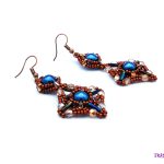 Copper Blue Unique Beaded Earrings