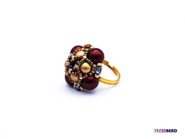 Red Royal Style Beaded Ring