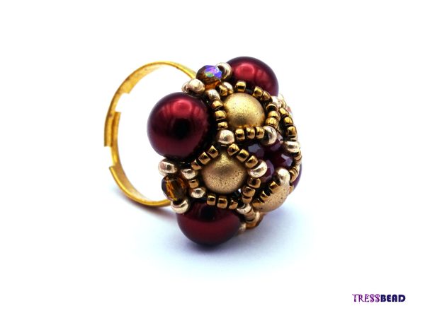 Red Royal Style Beaded Ring