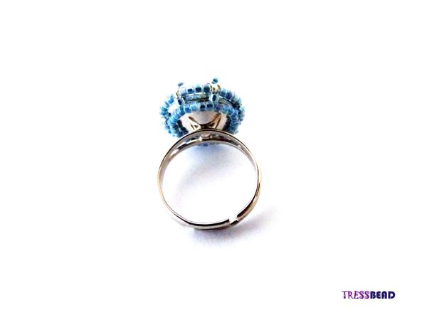 Blue Rivoli Beaded Ring - Image 2