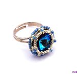 Blue Rivoli Beaded Ring