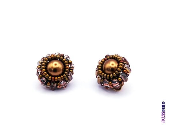 Bronze Clip-on Beaded earrings