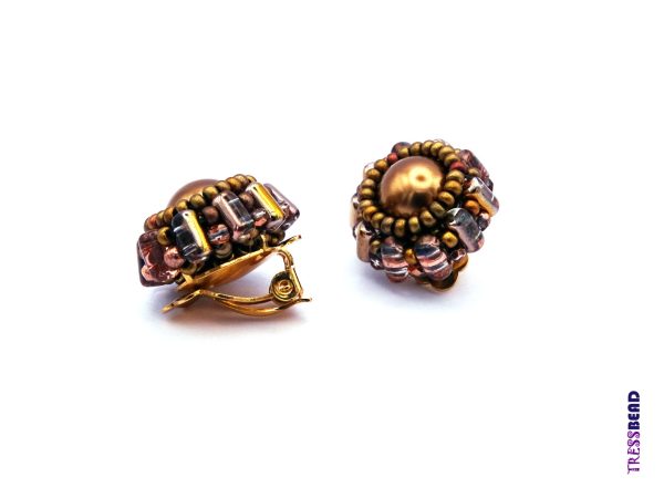 Bronze Clip-on Beaded earrings