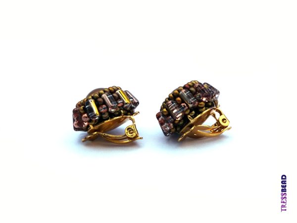 Bronze Clip-on Beaded earrings