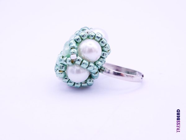 Statement Adjustable Beaded Ring / Handcrafted Trendy Jewelry