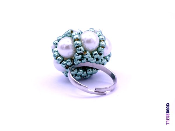 Statement Adjustable Beaded Ring / Handcrafted Trendy Jewelry