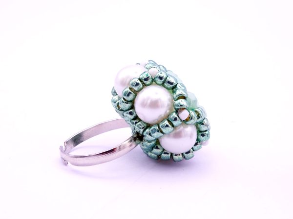 Statement Adjustable Beaded Ring / Handcrafted Trendy Jewelry