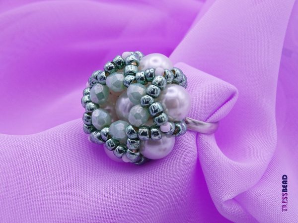 Statement Adjustable Beaded Ring / Handcrafted Trendy Jewelry