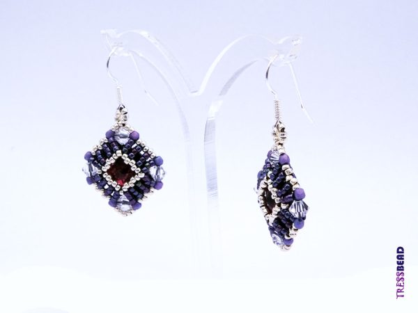 Stunning Purple Swarovski Rivoli Beaded Dangle Earrings