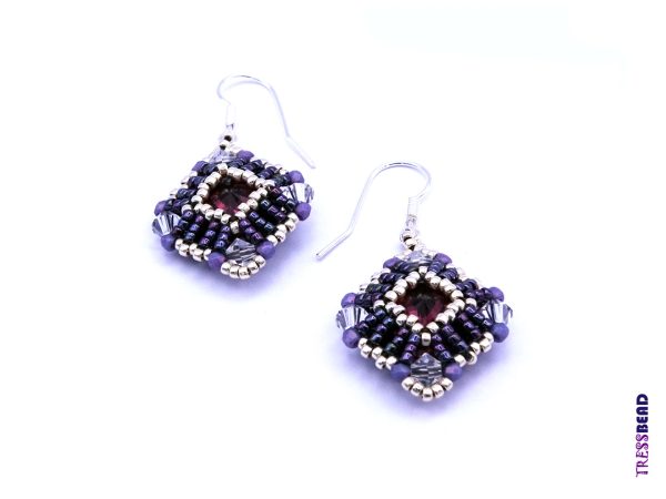 Stunning Purple Swarovski Rivoli Beaded Dangle Earrings