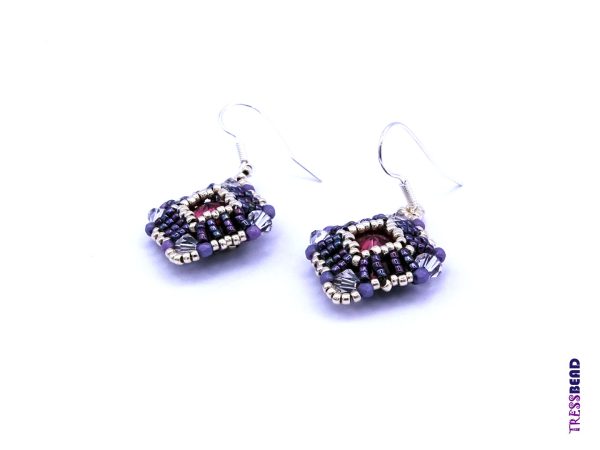 Stunning Purple Swarovski Rivoli Beaded Dangle Earrings