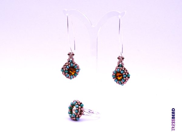 Topaz Color Rivoli Beaded Earrings - Image 7