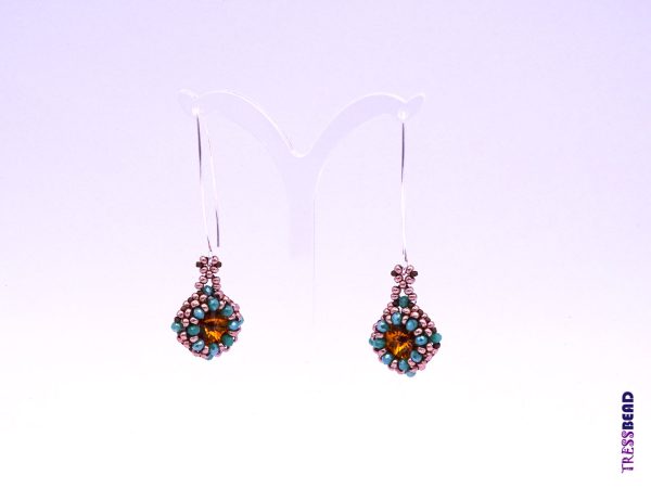 Topaz Color Rivoli Beaded Earrings - Image 6