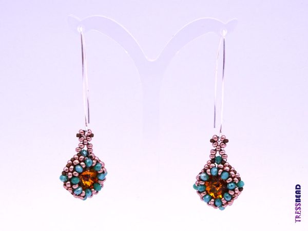 Topaz Color Rivoli Beaded Earrings - Image 3