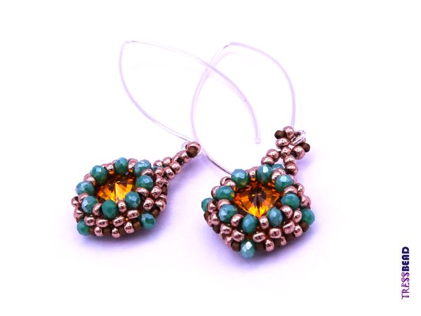 Topaz Color Rivoli Beaded Earrings - Image 5