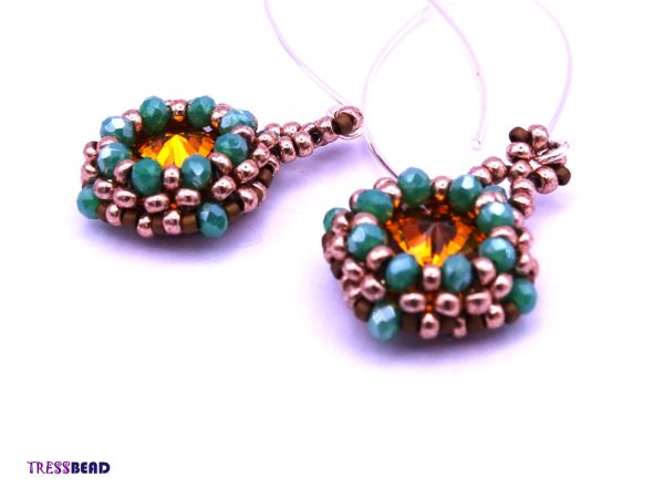 Topaz Color Rivoli Beaded Earrings - Image 2