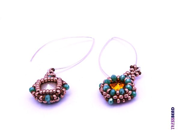 Topaz Color Rivoli Beaded Earrings - Image 4