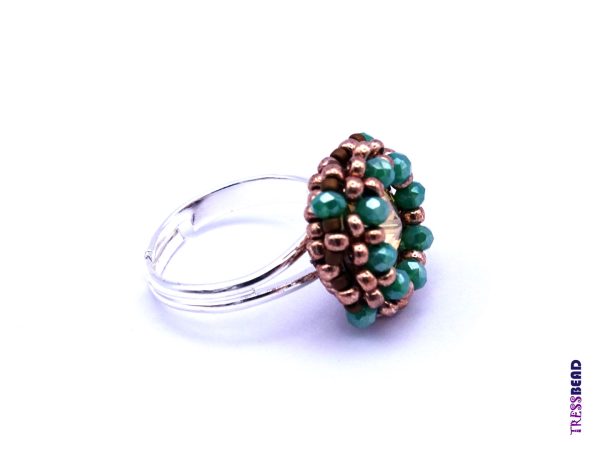 Golden Shadow Swarovski Rivoli Rivoli Beaded Adjustable Ring