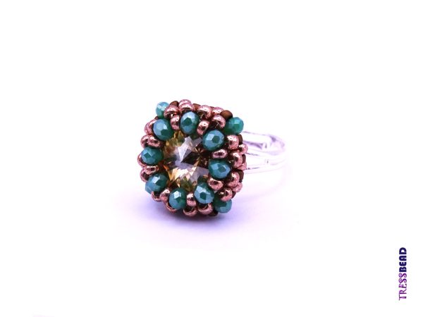 Golden Shadow Swarovski Rivoli Rivoli Beaded Adjustable Ring