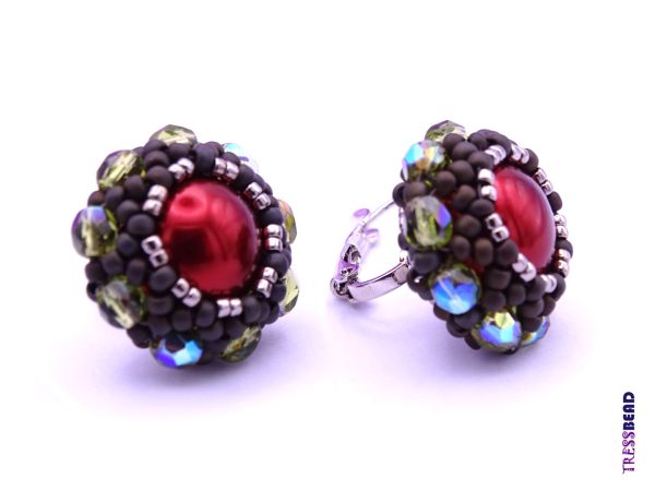 Crystal Bordeaux Maxima Pearl Beaded Leverback Earrings