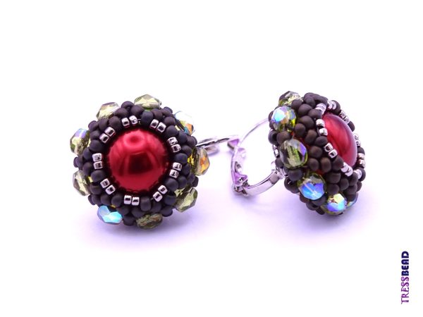 Crystal Bordeaux Maxima Pearl Beaded Leverback Earrings