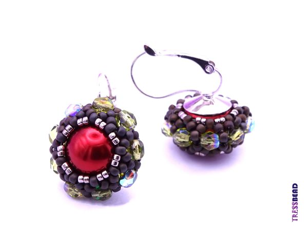 Crystal Bordeaux Maxima Pearl Beaded Leverback Earrings