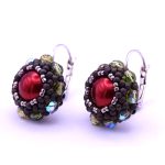 Crystal Bordeaux Maxima Pearl Beaded Leverback Earrings