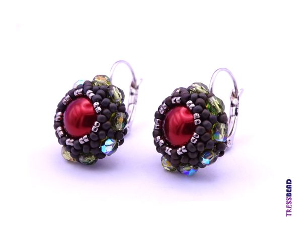 Crystal Bordeaux Maxima Pearl Beaded Leverback Earrings