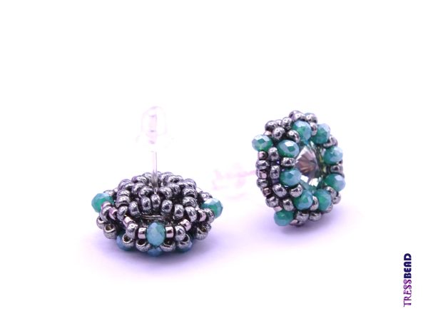 turquoise swarovski rivoli beaded post earrings