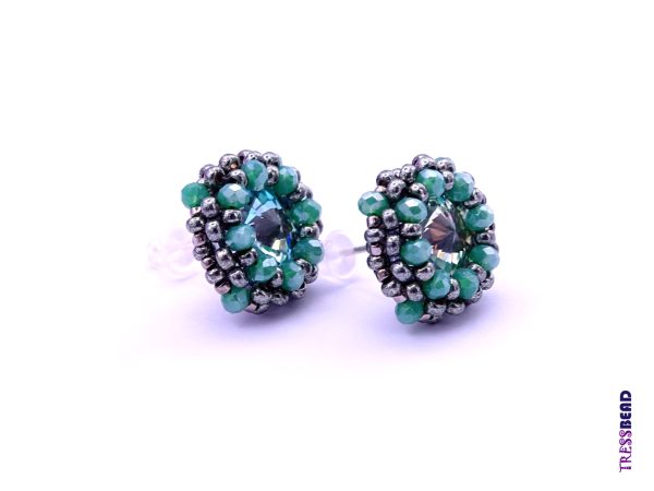 turquoise swarovski rivoli beaded post earrings