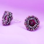 swarovski fushia beaded post earrings