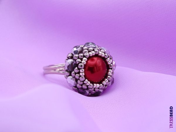 Silver Statement Beaded Adjustable Ring